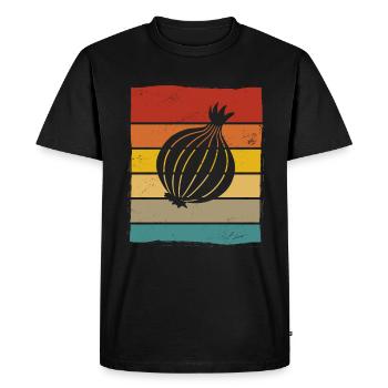 Oignon Lover Retro Vegetables Vegan Idée cadeau - T-shirt Premium bio Homme - noir - Devant - Nico (187cm)