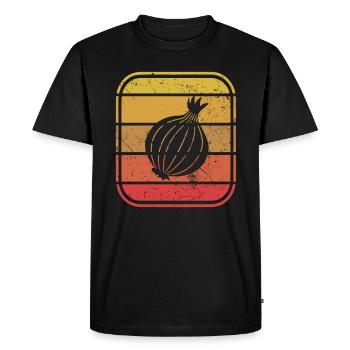 Oignon Lover Retro Vegetables Vegan Idée cadeau - T-shirt Premium bio Homme - noir - Devant - Nico (187cm)