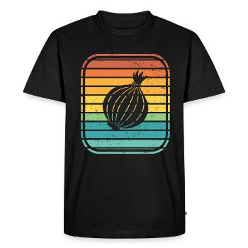 Oignon Lover Retro Vegetables Vegan Idée cadeau - T-shirt Premium bio Homme - noir - Devant - Nico (187cm)
