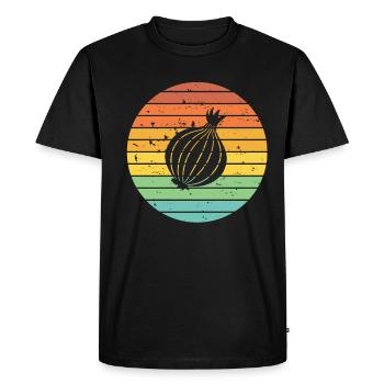 Oignon Lover Retro Vegetables Vegan Idée cadeau - T-shirt Premium bio Homme - noir - Devant - Nico (187cm)