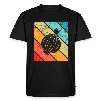 Oignon Lover Retro Vegetables Vegan Idée cadeau - T-shirt Premium bio Homme - noir - Devant - Nico (187cm)