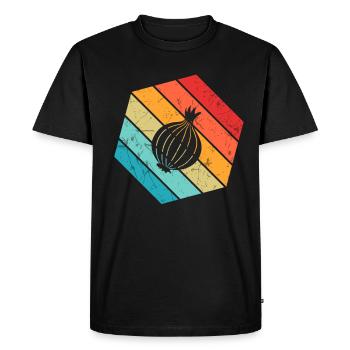 Oignon Lover Retro Vegetables Vegan Idée cadeau - T-shirt Premium bio Homme - noir - Devant - Nico (187cm)