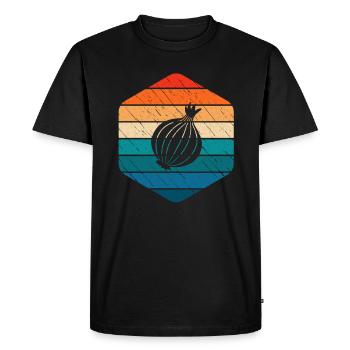 Oignon Lover Retro Vegetables Vegan Idée cadeau - T-shirt Premium bio Homme - noir - Devant - Nico (187cm)