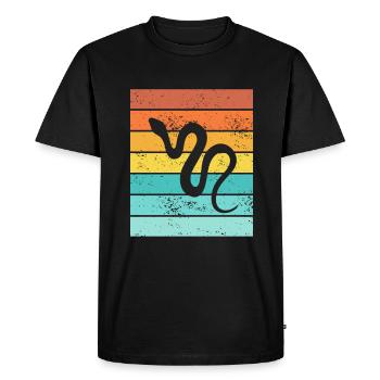 Snake Retro Reptile Python Gift idea - Men's Premium Organic T-Shirt - black - Front - Nico (187cm)