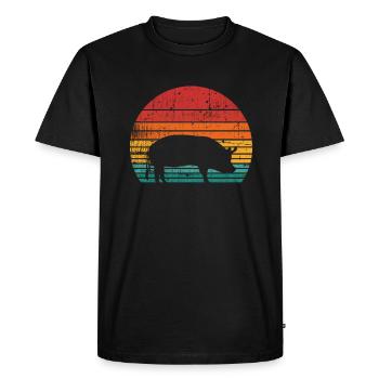 Pig Animal Retro Pet Farm Idée cadeau - T-shirt Premium bio Homme - noir - Devant - Nico (187cm)