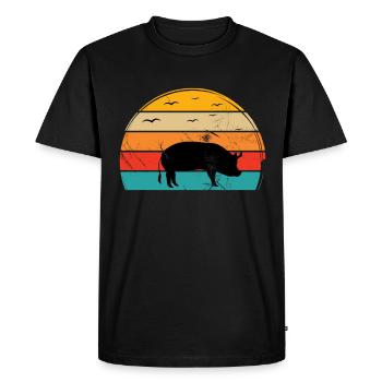 Pig Animal Retro Pet Farm Idée cadeau - T-shirt Premium bio Homme - noir - Devant - Nico (187cm)