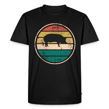 Pig Animal Retro Pet Farm Idée cadeau - T-shirt Premium bio Homme - noir - Devant - Nico (187cm)
