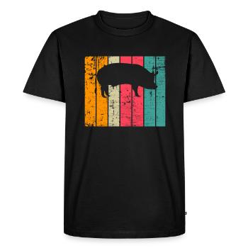 Pig Animal Retro Pet Farm Idée cadeau - T-shirt Premium bio Homme - noir - Devant - Nico (187cm)