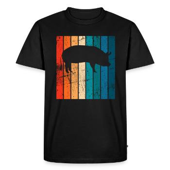 Pig Animal Retro Pet Farm Idée cadeau - T-shirt Premium bio Homme - noir - Devant - Nico (187cm)