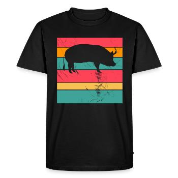 Pig Animal Retro Pet Farm Idée cadeau - T-shirt Premium bio Homme - noir - Devant - Nico (187cm)