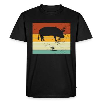Pig Animal Retro Pet Farm Idée cadeau - T-shirt Premium bio Homme - noir - Devant - Nico (187cm)