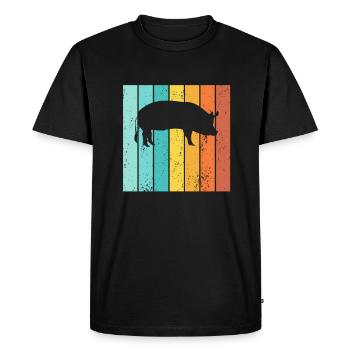 Pig Animal Retro Pet Farm Idée cadeau - T-shirt Premium bio Homme - noir - Devant - Nico (187cm)