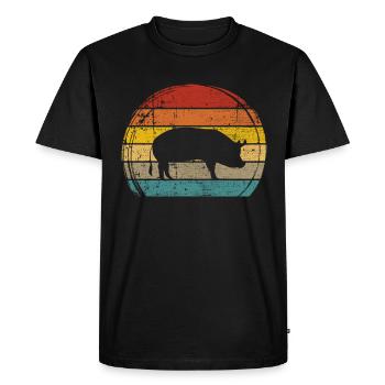 Pig Animal Retro Pet Farm Idée cadeau - T-shirt Premium bio Homme - noir - Devant - Nico (187cm)