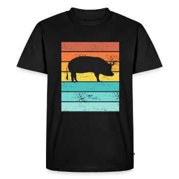 Pig Animal Retro Pet Farm Idée cadeau - T-shirt Premium bio Homme - noir - Devant - Nico (187cm)