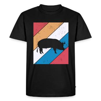 Pig Animal Retro Pet Farm Idée cadeau - T-shirt Premium bio Homme - noir - Devant - Nico (187cm)