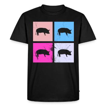Pig Animal Retro Pet Farm Idée cadeau - T-shirt Premium bio Homme - noir - Devant - Nico (187cm)