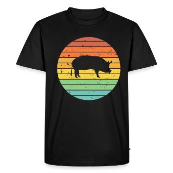 Pig Animal Retro Pet Farm Idée cadeau - T-shirt Premium bio Homme - noir - Devant - Nico (187cm)