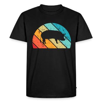 Pig Animal Retro Pet Farm Idée cadeau - T-shirt Premium bio Homme - noir - Devant - Nico (187cm)