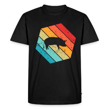Pig Animal Retro Pet Farm Idée cadeau - T-shirt Premium bio Homme - noir - Devant - Nico (187cm)