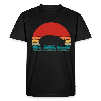 Pig Animal Retro Pet Farm Idée cadeau - T-shirt Premium bio Homme - noir - Devant - Nico (187cm)