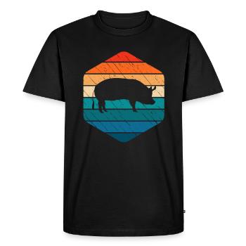 Pig Animal Retro Pet Farm Idée cadeau - T-shirt Premium bio Homme - noir - Devant - Nico (187cm)