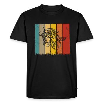 Olive food oil Retro Vegetarian Gift idea - Men's Premium Organic T-Shirt - black - Front - Nico (187cm)