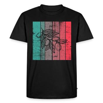 Olive food oil Retro Vegetarian Gift idea - Men's Premium Organic T-Shirt - black - Front - Nico (187cm)