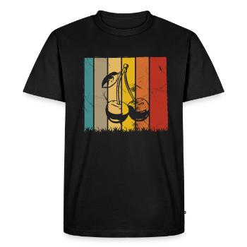 Cherry Fruit Lover Retro Healthy Gift idea - Men's Premium Organic T-Shirt - black - Front - Nico (187cm)