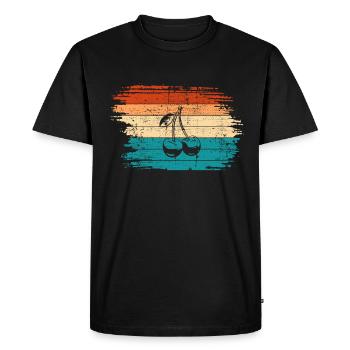 Cherry Fruit Lover Retro Healthy Gift idea - Men's Premium Organic T-Shirt - black - Front - Nico (187cm)