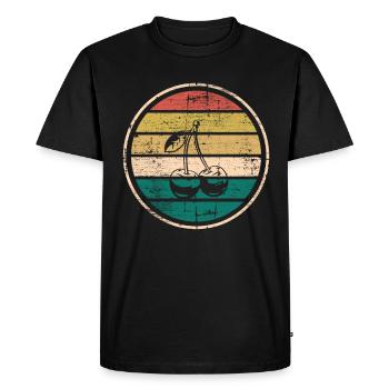 Cherry Fruit Lover Retro Healthy Gift idea - Men's Premium Organic T-Shirt - black - Front - Nico (187cm)