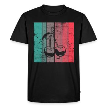 Cherry Fruit Lover Retro Healthy Gift idea - Men's Premium Organic T-Shirt - black - Front - Nico (187cm)