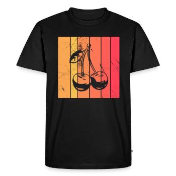 Cherry Fruit Lover Retro Healthy Gift idea - Men's Premium Organic T-Shirt - black - Front - Nico (187cm)