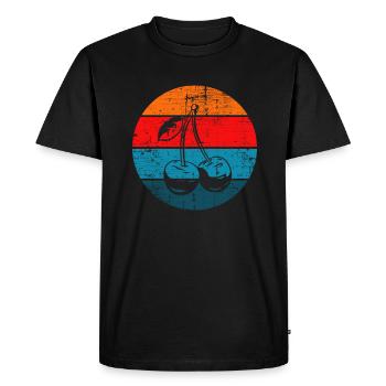 Cherry Fruit Lover Retro Healthy Gift idea - Men's Premium Organic T-Shirt - black - Front - Nico (187cm)