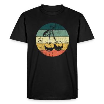 Cherry Fruit Lover Retro Healthy Gift idea - Men's Premium Organic T-Shirt - black - Front - Nico (187cm)
