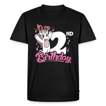2ème anniversaire Enfants Licorne Toodler Deuxième - T-shirt Premium bio Homme - noir - Devant - Nico (187cm)