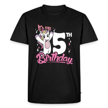 5e anniversaire Enfants Licorne Toodler Five - T-shirt Premium bio Homme - noir - Devant - Nico (187cm)