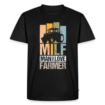 Farmer Farm Man I Love Farmer Retro - T-shirt Premium bio Homme - noir - Devant - Nico (187cm)