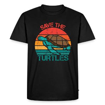 Save Turtles Retro Ocean Sun - T-shirt Premium bio Homme - noir - Devant - Nico (187cm)