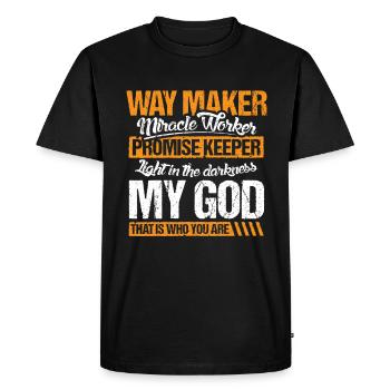 Way Maker Miracle Worker Jesus Christian Bible - Men's Premium Organic T-Shirt - black - Front - Nico (187cm)