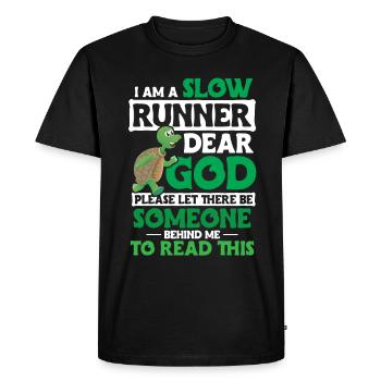 Tortue disant courir drôle - T-shirt Premium bio Homme - noir - Devant - Nico (187cm)