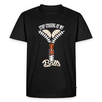 Volleyball Stop Staring Women Boobs - Men's Premium Organic T-Shirt - black - Front - Nico (187cm)
