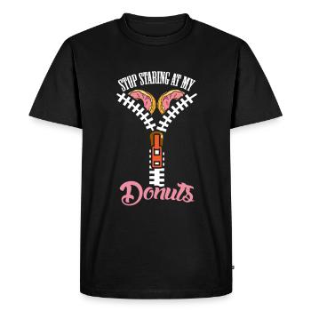 Donut Stop Staring Women Boobs - Men's Premium Organic T-Shirt - black - Front - Nico (187cm)