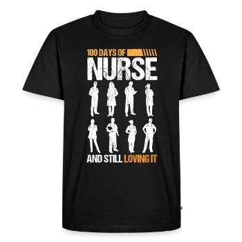 Infirmière 100 jours de vie amoureuse infirmière - T-shirt Premium bio Homme - noir - Devant - Nico (187cm)