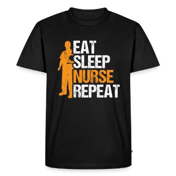 Eat Sleep Nurse Repeat Nursing Idée cadeau - T-shirt Premium bio Homme - noir - Devant - Nico (187cm)