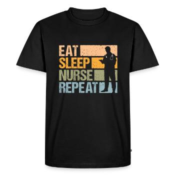 Eat Sleep Nurse Répétez Vintage Idée cadeau - T-shirt Premium bio Homme - noir - Devant - Nico (187cm)