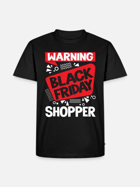 Warning Black Friday Shopper - Männer Premium Bio T-Shirt - Schwarz