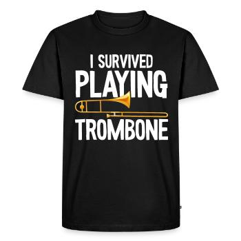 J’ai survécu en jouant de la musique de trompette de trombone - T-shirt Premium bio Homme - noir - Devant - Nico (187cm)