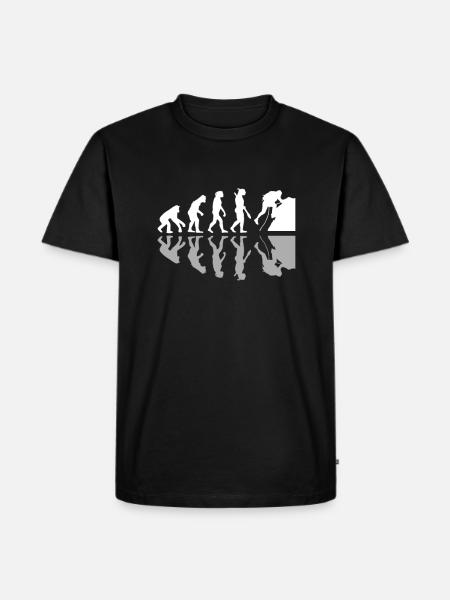Klimmen Menselijke Evolutie Rotsklimmers Humor Climb - Mannen Premium Bio T-shirt - zwart
