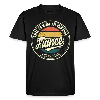 Fiancé Meilleure proposition de mariage Cadeau rétro - T-shirt Premium bio Homme - noir - Devant - Nico (187cm)
