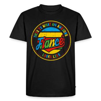 Fiancé Meilleure proposition de mariage Cadeau rétro - T-shirt Premium bio Homme - noir - Devant - Nico (187cm)